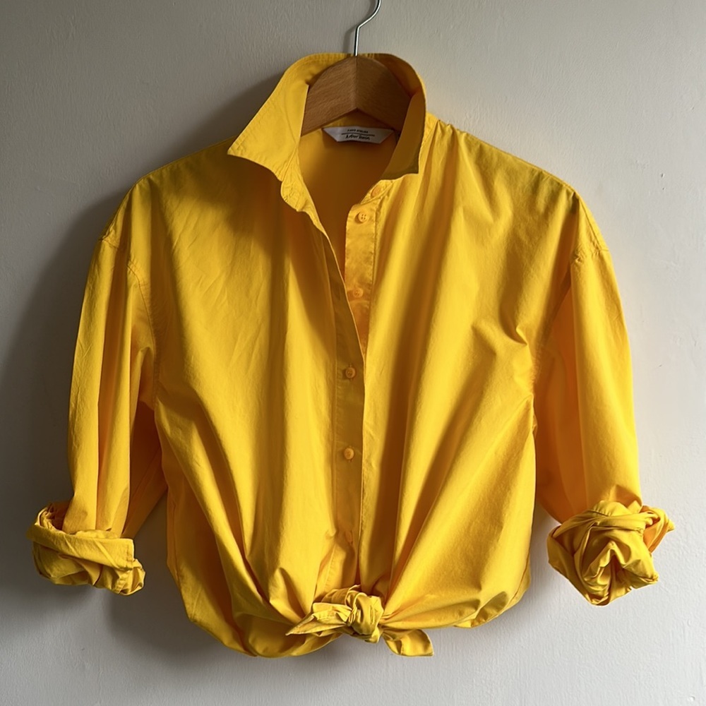 100% cotton wide fit bright yellow cotton shirt